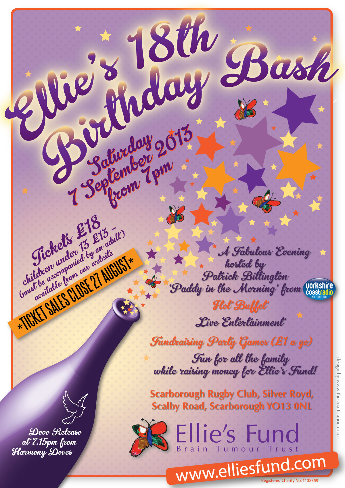 Ellie's Fund 18th Birthday poster designed by Gaynor Carr at The Smart Station
